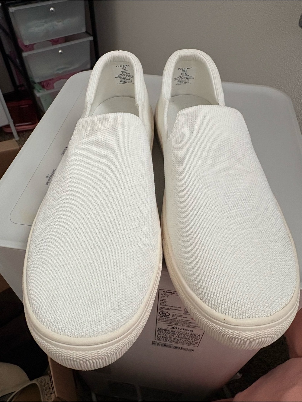 Old Navy White Slip-On Canvas Loafers
